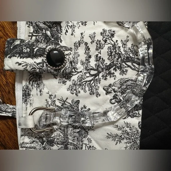 Elegant Toile Black and White Small Tote Bag - Picture 4 of 4